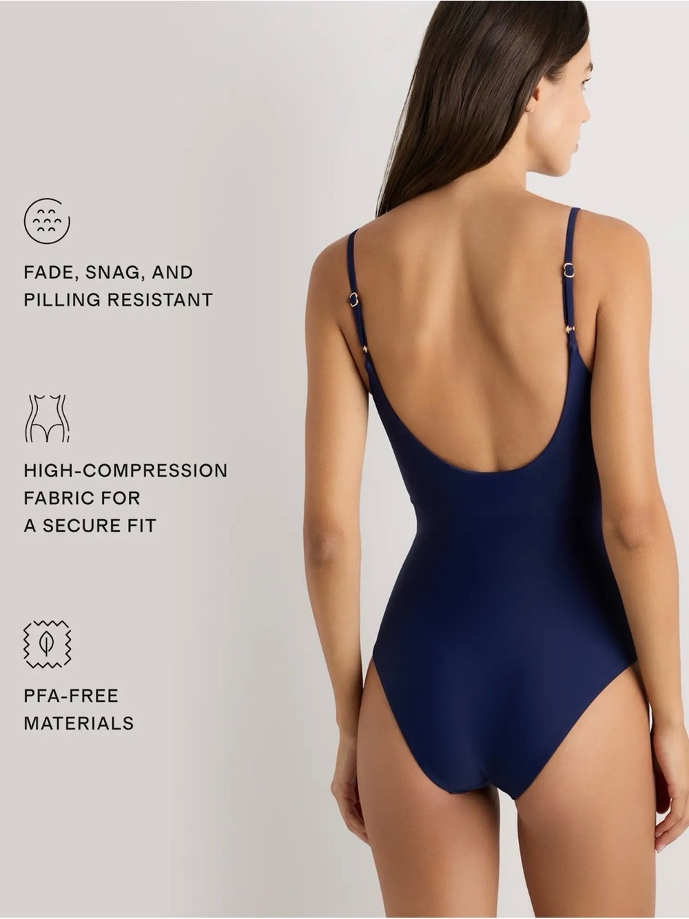 Italian Cut One Piece swimsuit size M in Deep Navy 0048 - Picture 5 of 10
